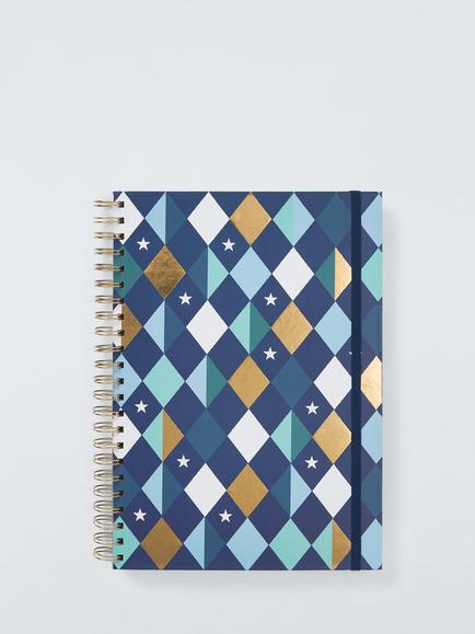 John Lewis A4 Diamond Stars Notebook, Green, Green
