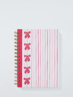 John Lewis A5 Stripe Bow Notebook, Pink, Pink
