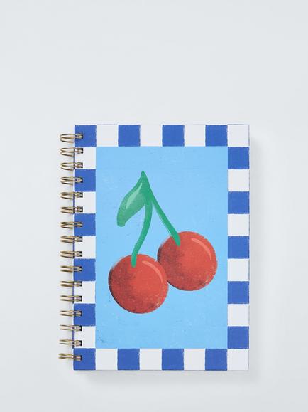 John Lewis A5 Cherry Notebook, Blue, Blue
