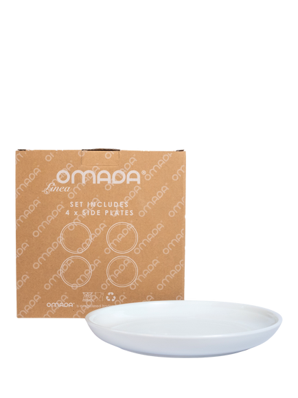 OMADA Linea Porcelain Side Plates, Set of 4, 20cm, White - view 2, White