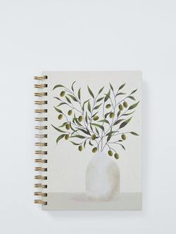 John Lewis A5 Olive Notebook, Green, Green