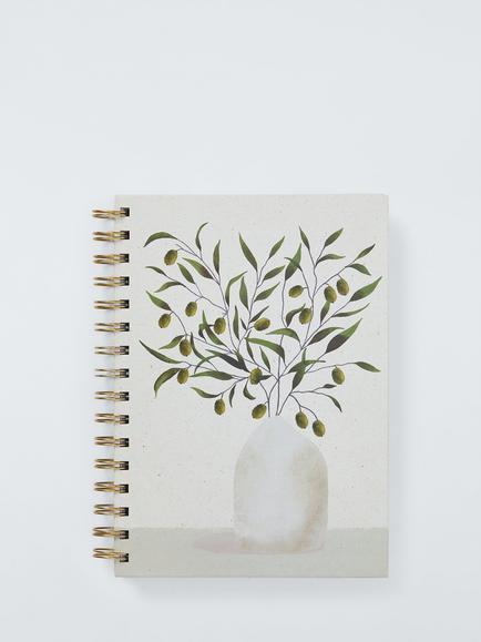 John Lewis A5 Olive Notebook, Green, Green