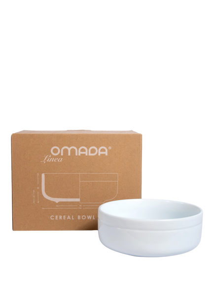 OMADA Linea Porcelain Cereal Bowls, Set of 4, 15cm, White - view 2, White