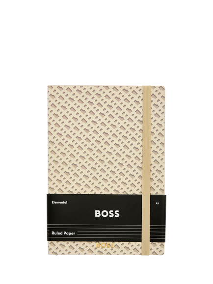 HUGO BOSS A5 Elemental Monogram Notebook, Cream, Cream