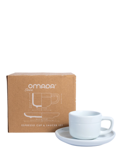 OMADA Linea Porcelain Espresso Mugs & Saucers, Set of 4, 90ml, White - view 2, White