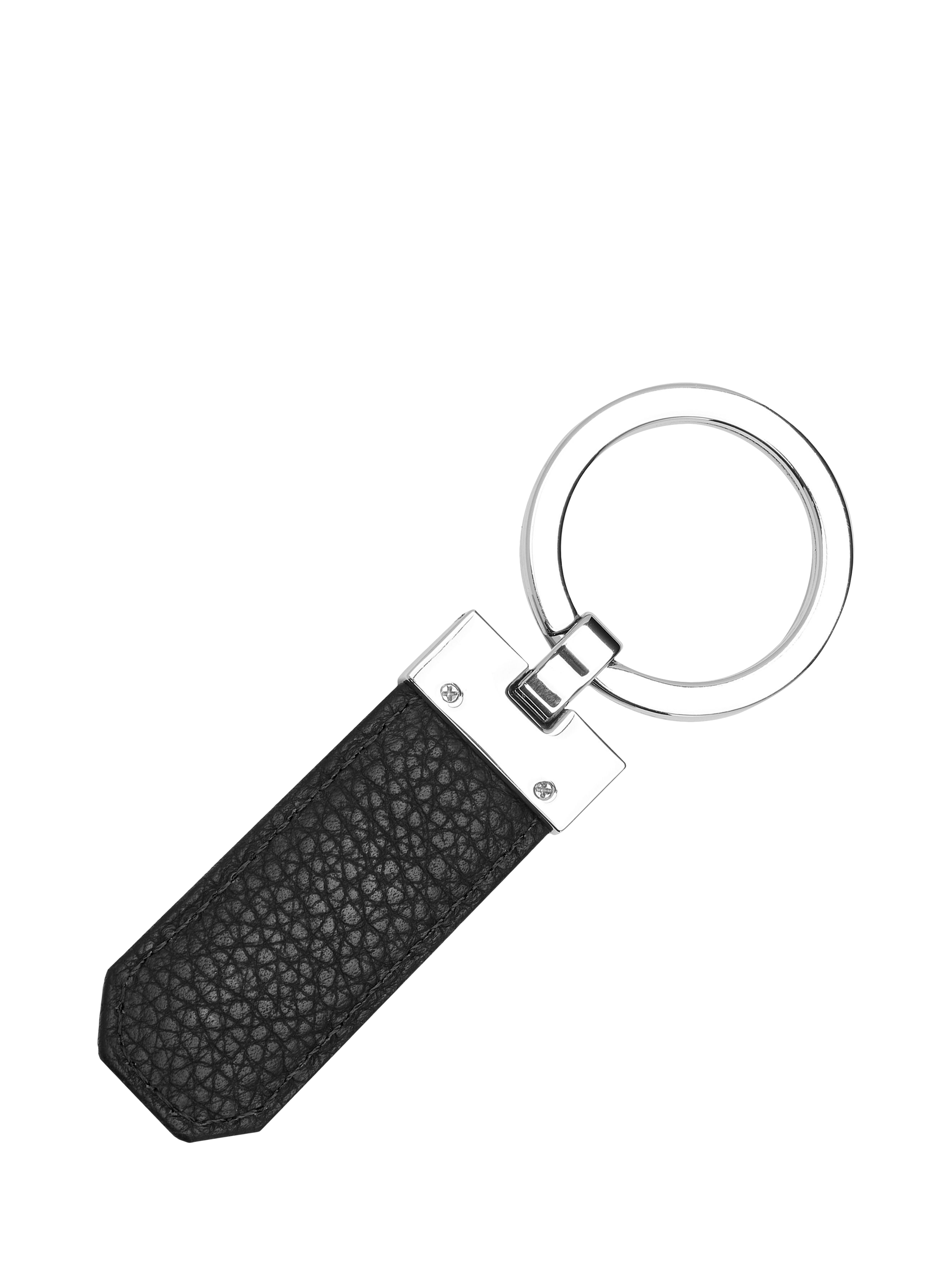 Product image 3 of 4, which shows HUGO BOSS Classic Grosgrain Leather Keyring, Black