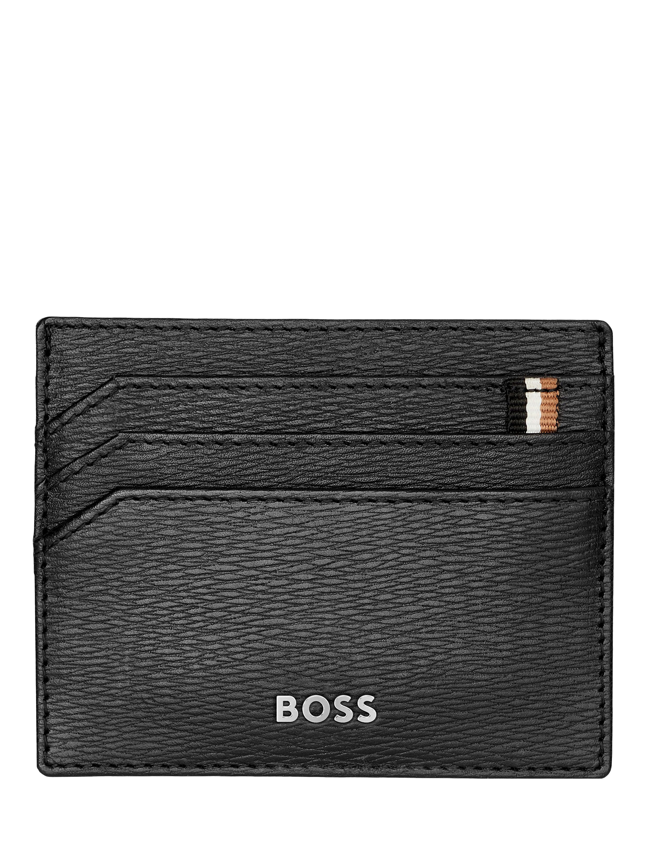 Product image 1 of 6, which shows HUGO BOSS Iconic Leather Card Holder, Black
