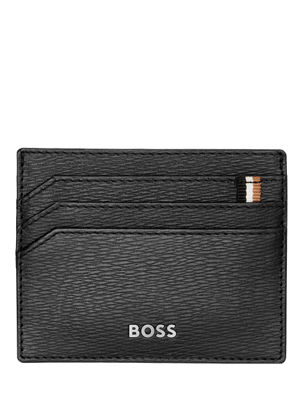 HUGO BOSS Iconic Leather Card Holder, Black, Black