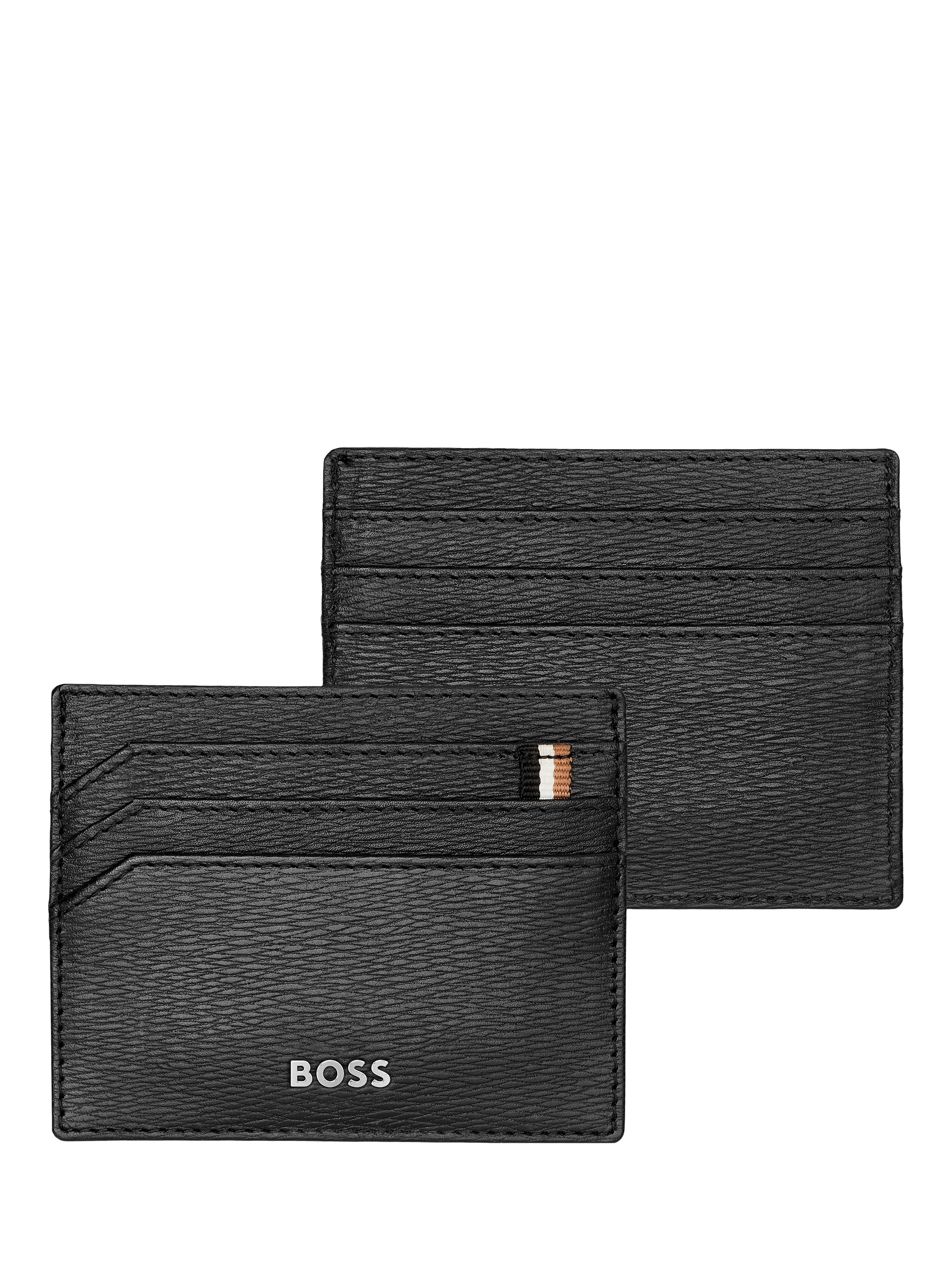 Product image 2 of 6, which shows HUGO BOSS Iconic Leather Card Holder, Black