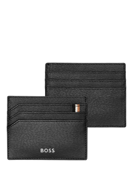 HUGO BOSS Iconic Leather Card Holder, Black - view 2, Black