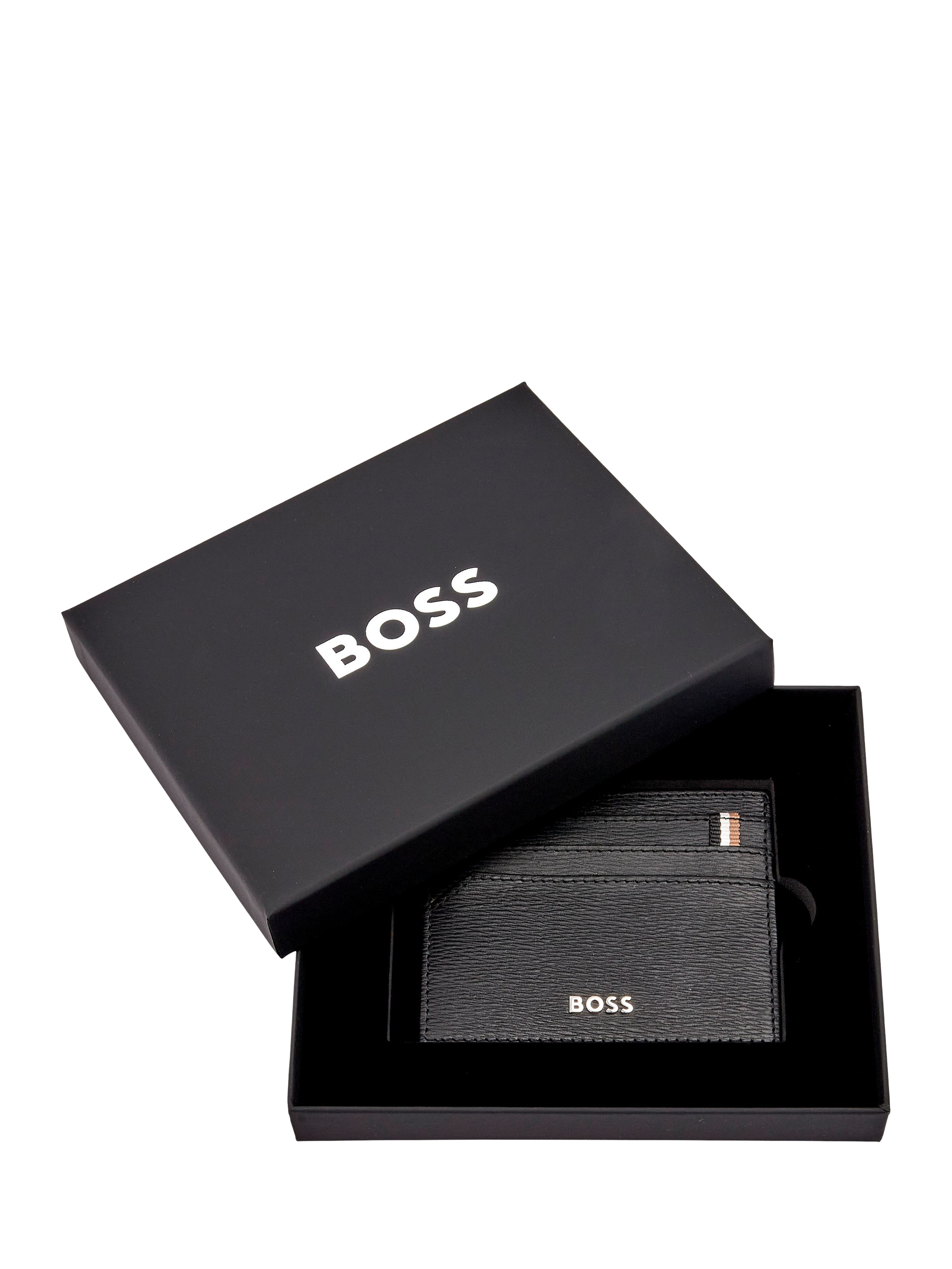 Product image 4 of 6, which shows HUGO BOSS Iconic Leather Card Holder, Black