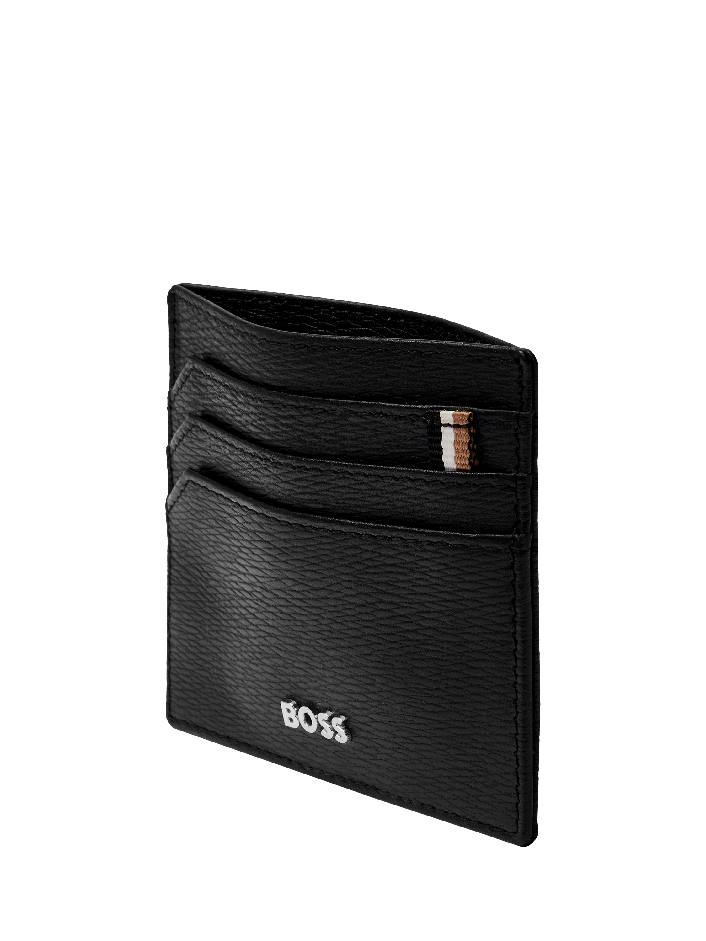 Product image 6 of 6, which shows HUGO BOSS Iconic Leather Card Holder, Black