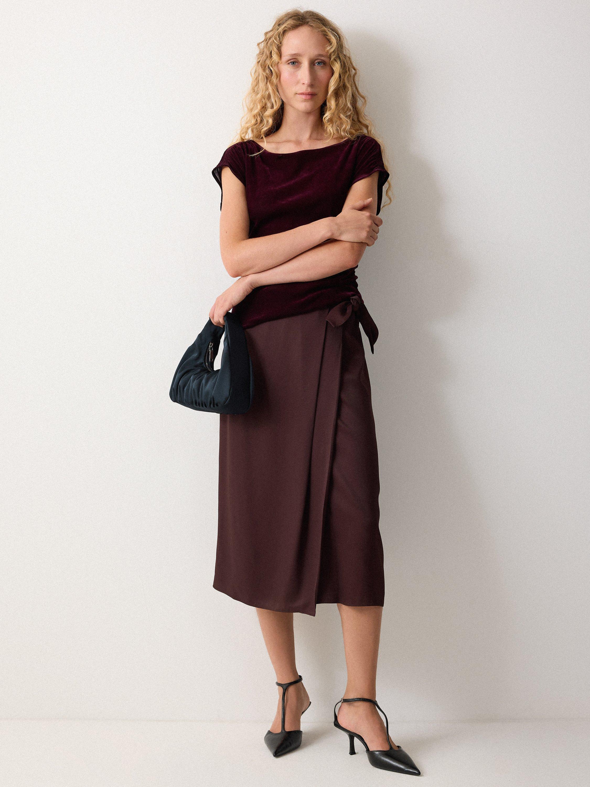 Product image 2 of 7, which shows Jigsaw Pleated Satin Tay Bag, Navy Blue