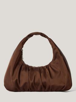 Jigsaw Pleated Satin Bag, Brown Mid, Brown Mid