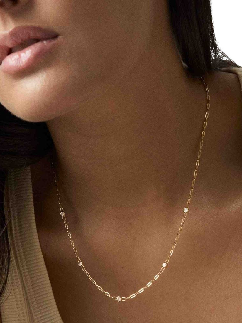 Product image 2 of 3, which shows Dinny Hall Sapphire Paperclip Necklace, Gold