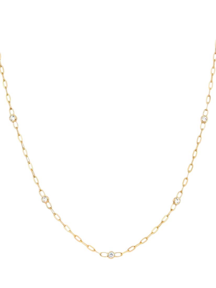 Product image 3 of 3, which shows Dinny Hall Sapphire Paperclip Necklace, Gold