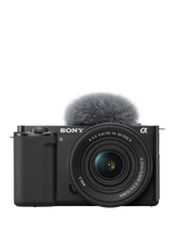 Sony Alpha ZV-E10 Compact System Vlogging Camera with 16-50mm Power Zoom Lens, 4K Ultra HD, 24.2MP, Wi-Fi, Bluetooth, 3” Vari-Angle Touch Screen, Black