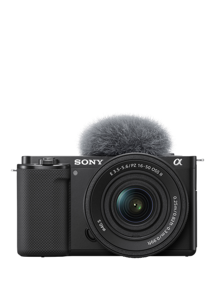 Sony Alpha ZV-E10 K Compact System Vlogging Camera with 16-50mm Power Zoom Lens, 4K Ultra HD, 24.2MP, Wi-Fi, Bluetooth, 3” Vari-Angle Touch Screen, Black, Black