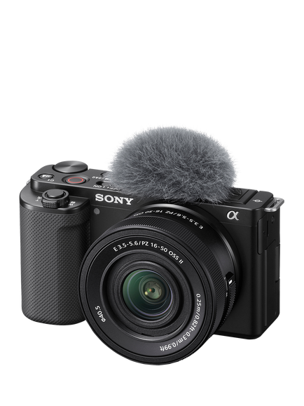 Sony Alpha ZV-E10 K Compact System Vlogging Camera with 16-50mm Power Zoom Lens, 4K Ultra HD, 24.2MP, Wi-Fi, Bluetooth, 3” Vari-Angle Touch Screen, Black - view 2, Black