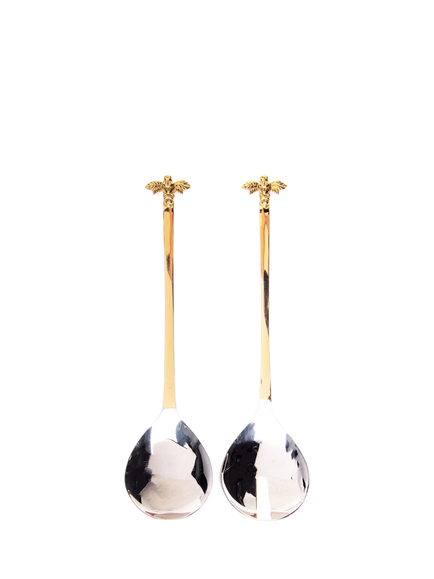Selbrae House Bee Salad Servers, Metallic, Metallic