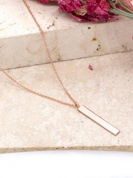 IBB 9ct Rose Gold Vertical Bar Necklace - view 2, Rose Gold