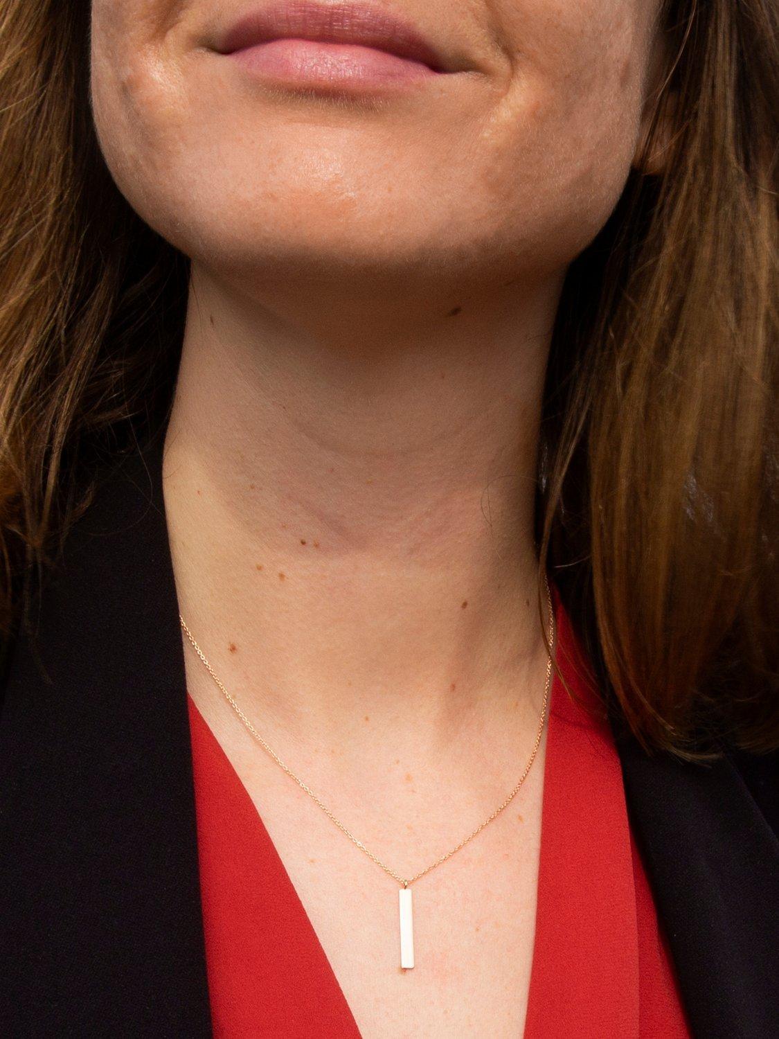 Product image 4 of 6, which shows IBB 9ct Rose Gold Vertical Bar Necklace