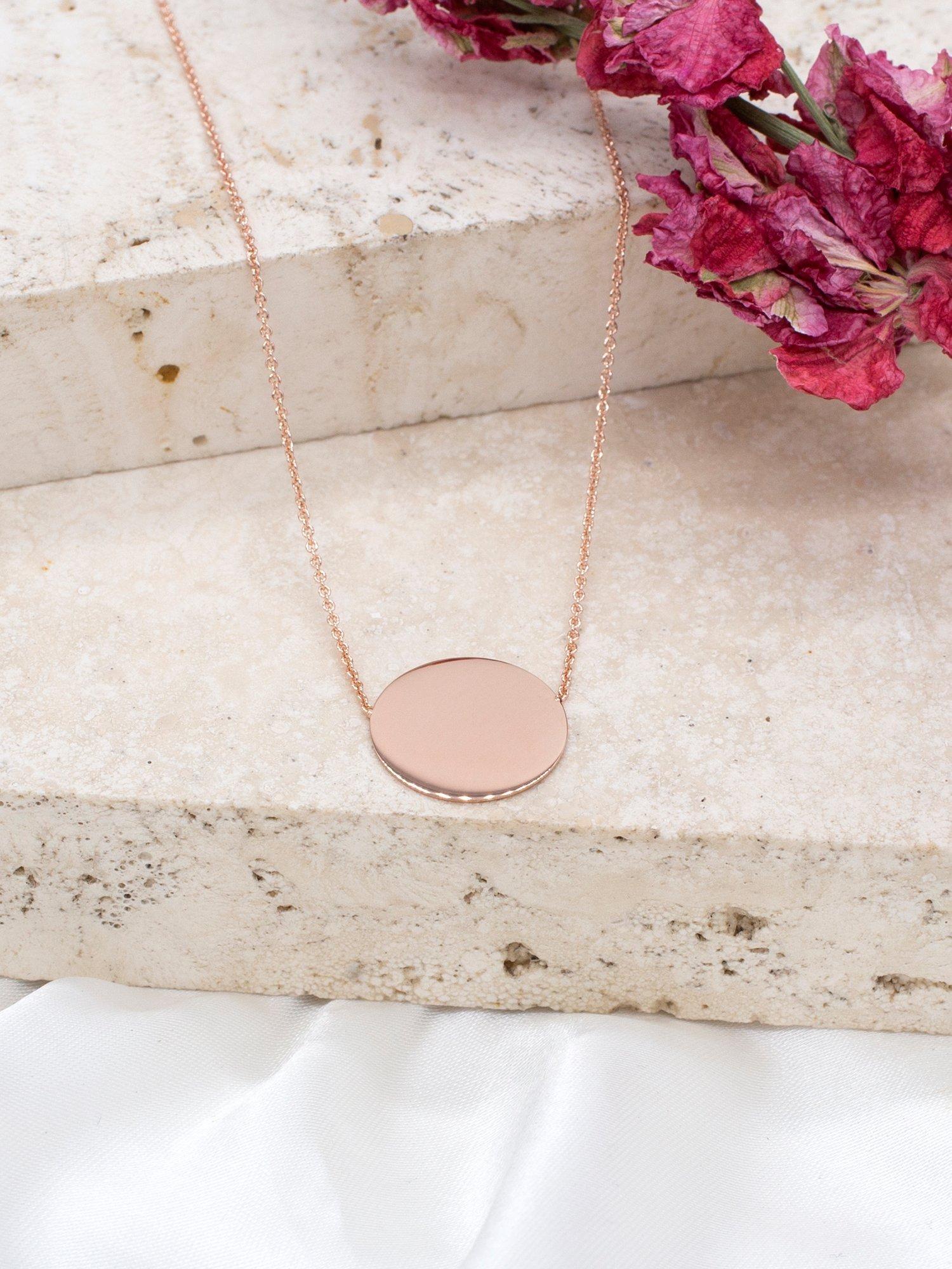 Product image 2 of 6, which shows IBB Disc Pendant Necklace, Rose Gold
