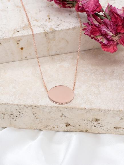 IBB Disc Pendant Necklace, Rose Gold - view 2, Rose Gold