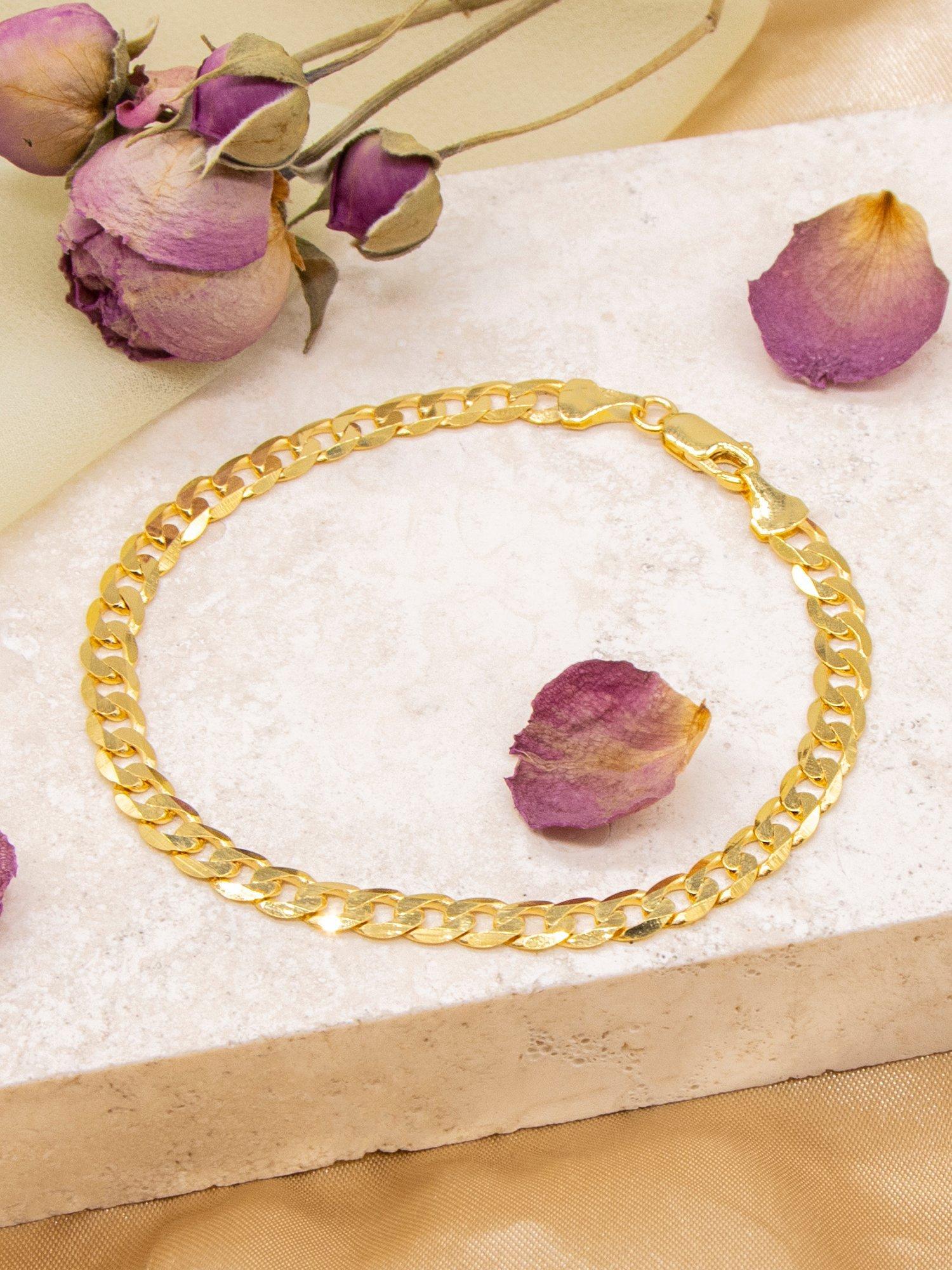 Product image 2 of 5, which shows IBB 9ct Yellow Gold Diamond Cut Curb Bracelet