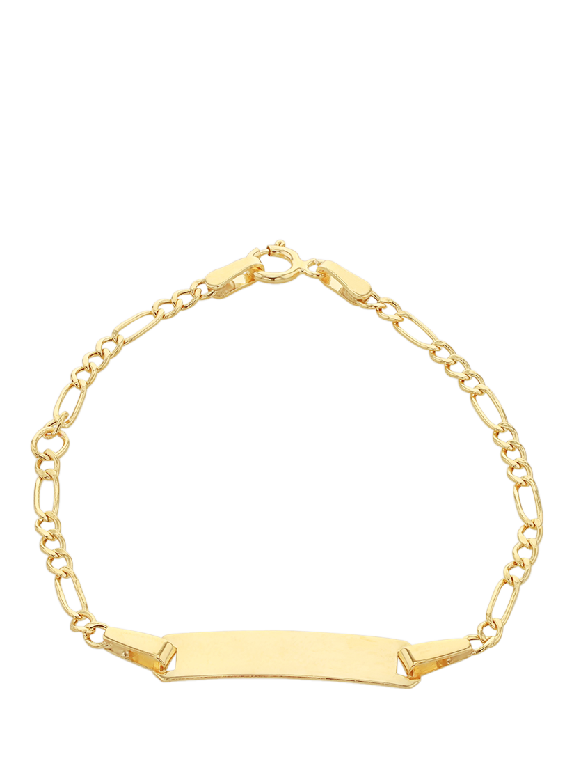 Product image 1 of 6, which shows IBB Kids' 9ct Yellow Gold Hollow Figaro ID Bracelet
