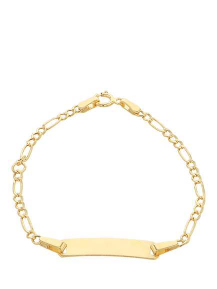 IBB Kids' 9ct Yellow Gold Hollow Figaro ID Bracelet, Yellow Gold