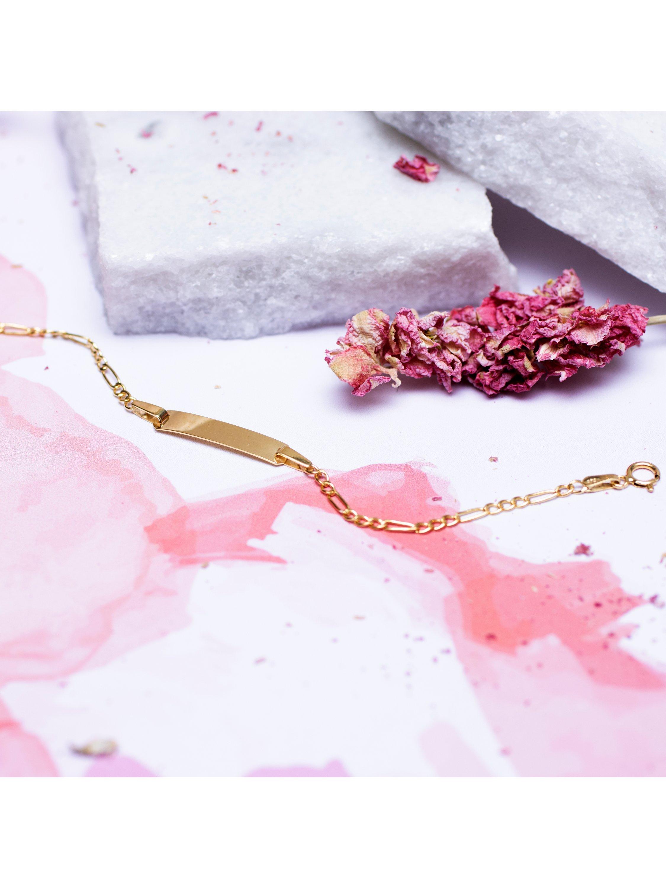 Product image 3 of 6, which shows IBB Kids' 9ct Yellow Gold Hollow Figaro ID Bracelet