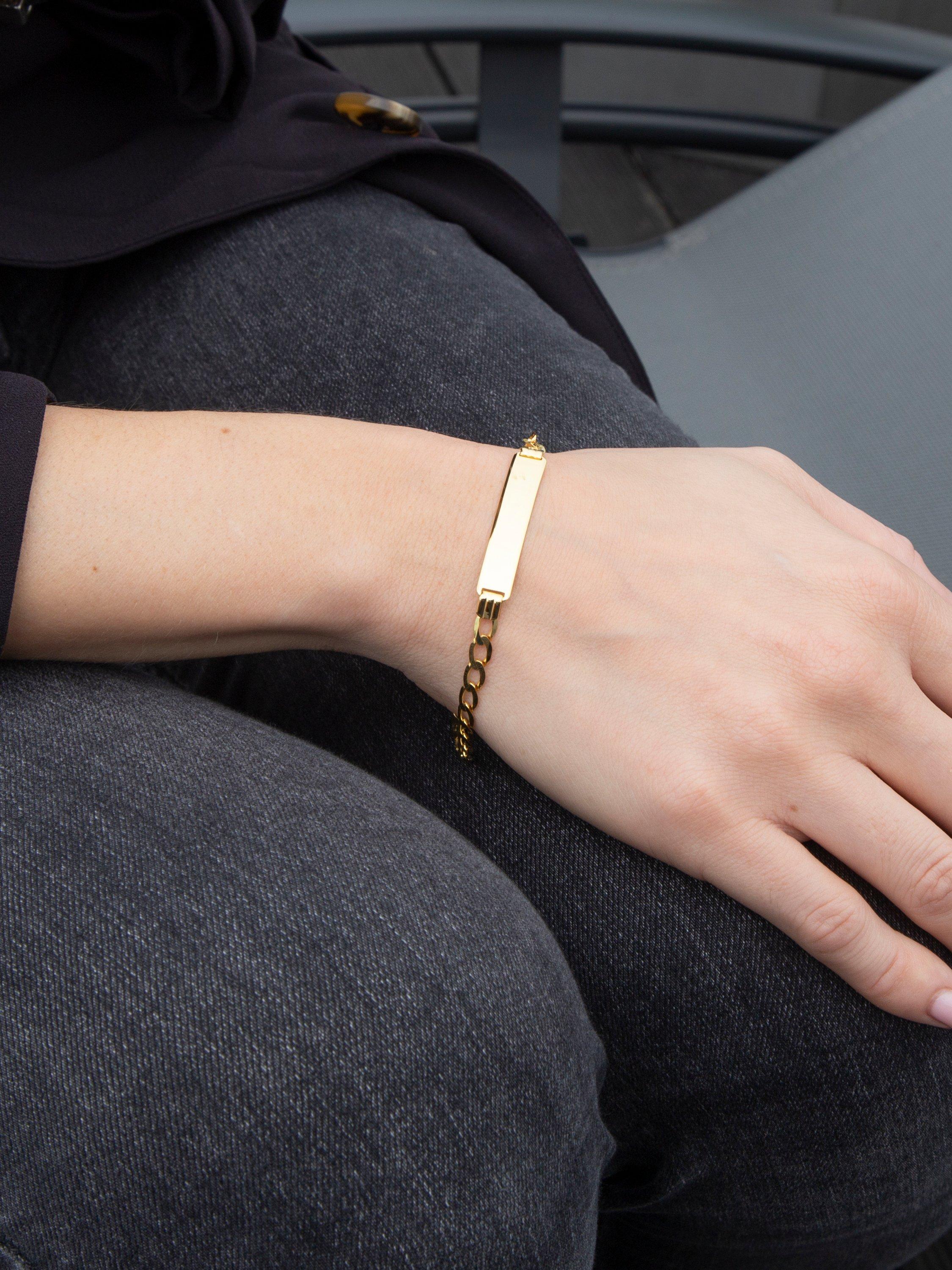 Product image 2 of 5, which shows IBB 9ct Yellow Gold Flat Curb ID Bracelet