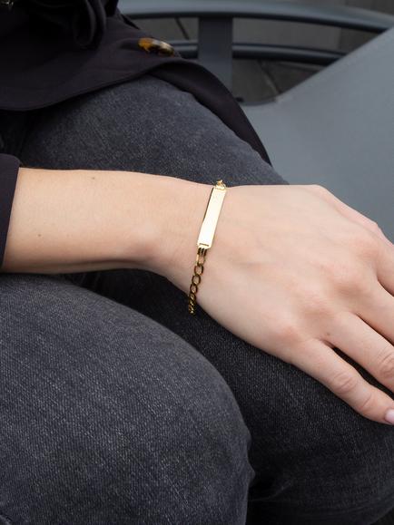 IBB 9ct Yellow Gold Flat Curb ID Bracelet - view 2, Yellow Gold
