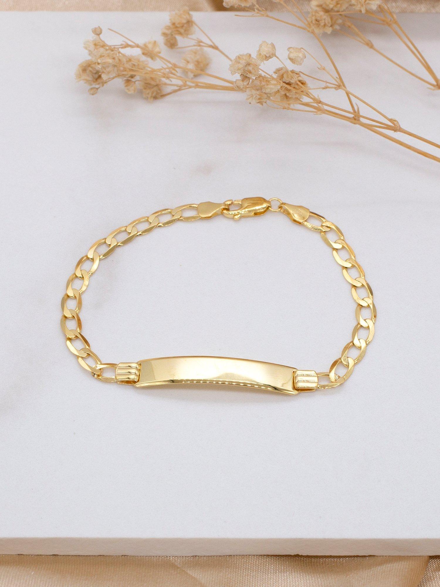 Product image 5 of 5, which shows IBB 9ct Yellow Gold Flat Curb ID Bracelet