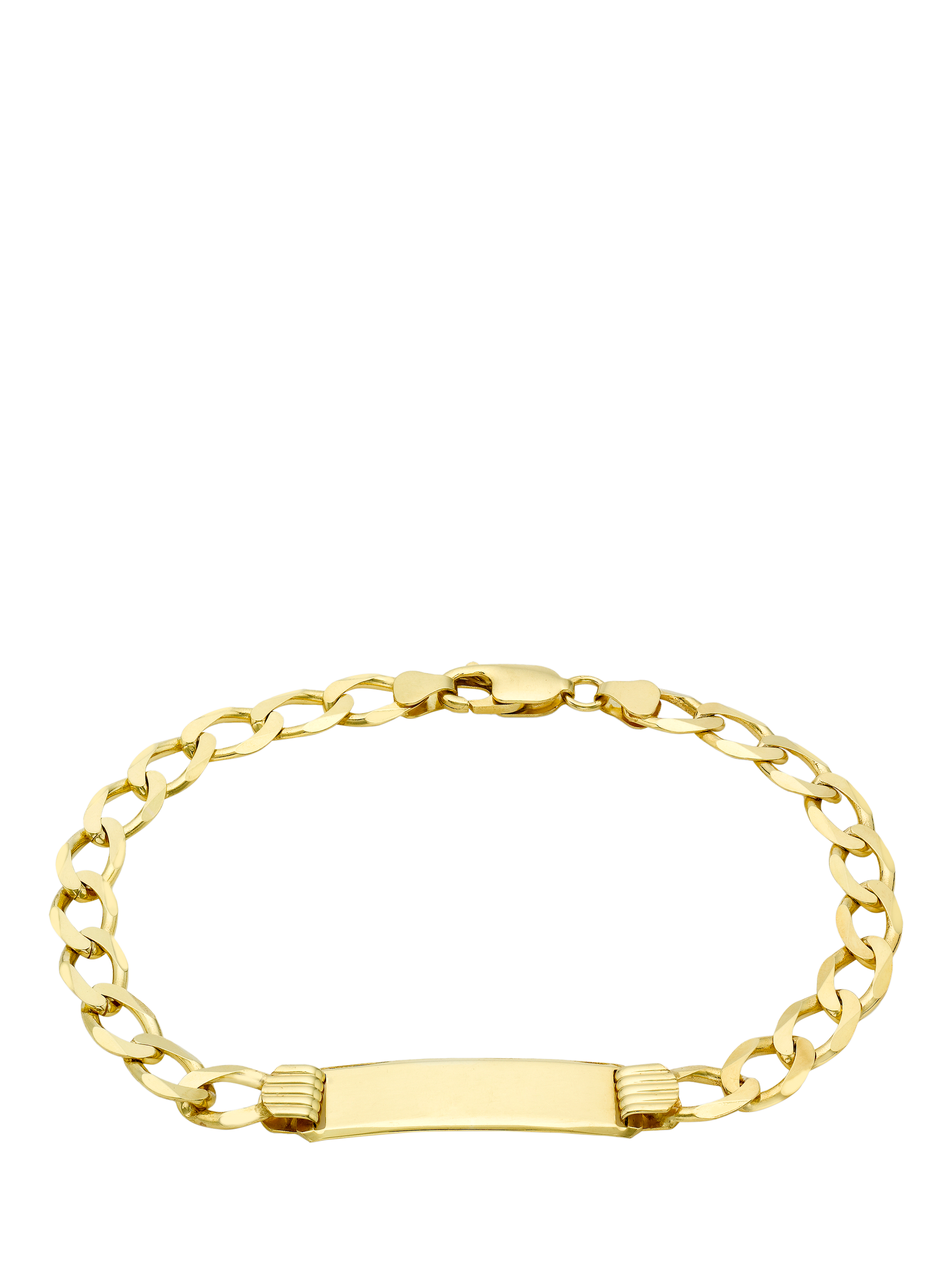 Product image 1 of 5, which shows IBB 9ct Yellow Gold Flat Diamond Cut Curb ID Bracelet