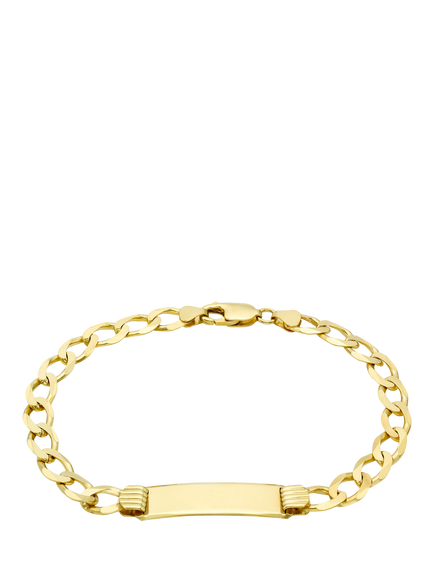 IBB 9ct Yellow Gold Flat Diamond Cut Curb ID Bracelet, Yellow Gold