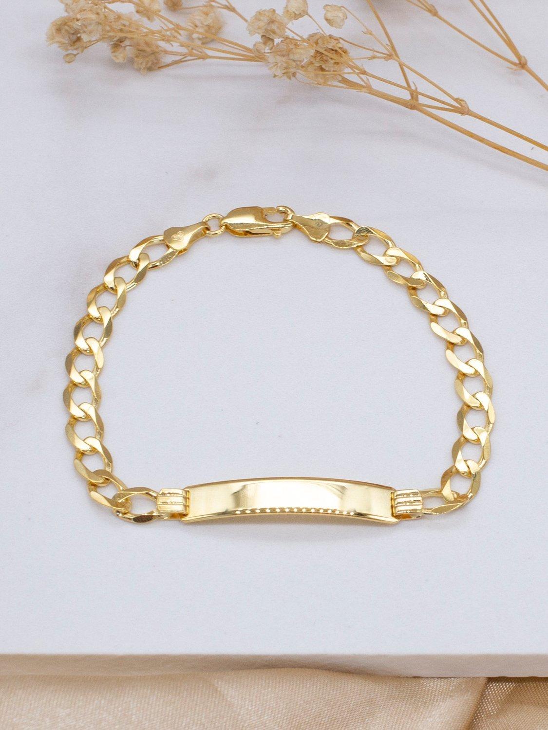 Product image 2 of 5, which shows IBB 9ct Yellow Gold Flat Diamond Cut Curb ID Bracelet