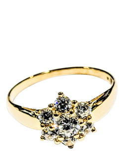 Pre-loved 9ct Yellow Gold Cubic Zirconia Cluster Ring, S, Yellow Gold