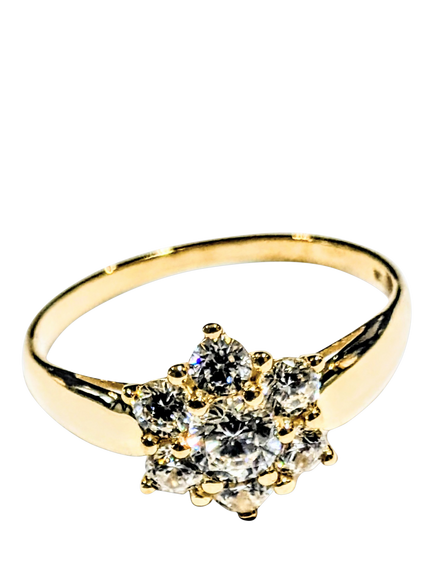 Pre-loved 9ct Yellow Gold Cubic Zirconia Cluster Ring, S, Yellow Gold
