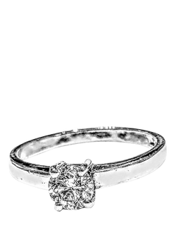 Pre-loved 9ct White Gold Solitaire Diamond Ring, O, White Gold