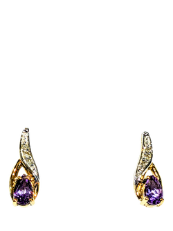 Pre-loved 9ct Yellow Gold Amethyst and Diamond Earrings, Yellow Gold