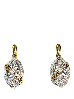 Pre-loved 9ct Two Tone Diamond Dropper Earrings, Two Tone