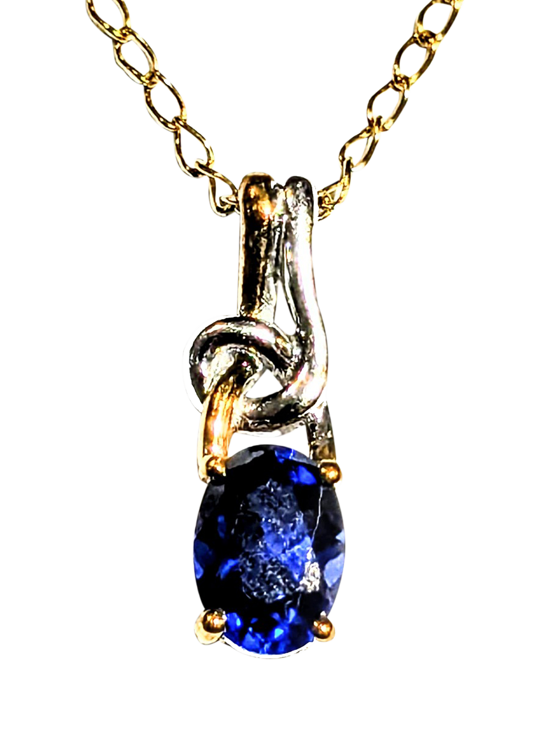 Product image 1 of 1, which shows Pre-loved 9ct Two Tone Gold Sapphire Pendant