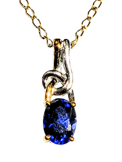 Pre-loved 9ct Two Tone Gold Sapphire Pendant Necklace, Two Tone
