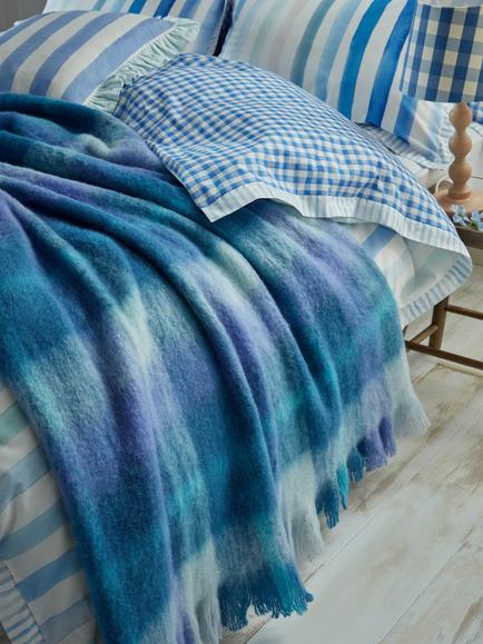 bluebellgray Highland Check Throw, Sea Blue - view 2, Sea Blue
