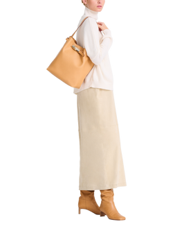 Longchamp Le Roseau Leather Bucket Shoulder Bag - view 2, Vegetal