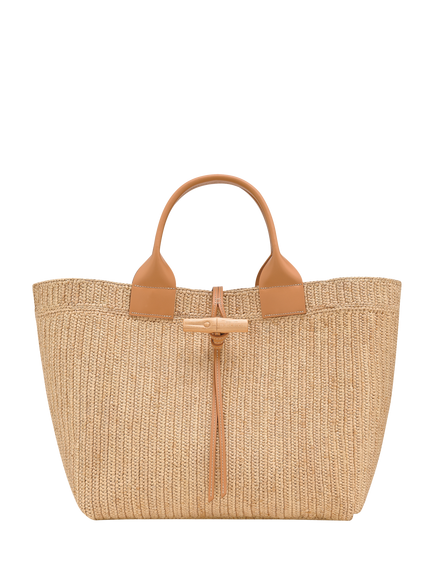 Longchamp Le Roseau Large Woven Raffia Tote Bag, Vegetal, Vegetal