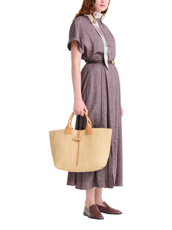 Longchamp Le Roseau Large Woven Raffia Tote Bag, Vegetal - view 2, Vegetal