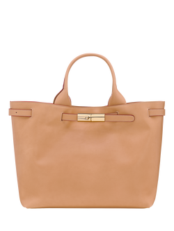 Longchamp Le Roseau Large Leather Tote Bag, Vegetal, Vegetal